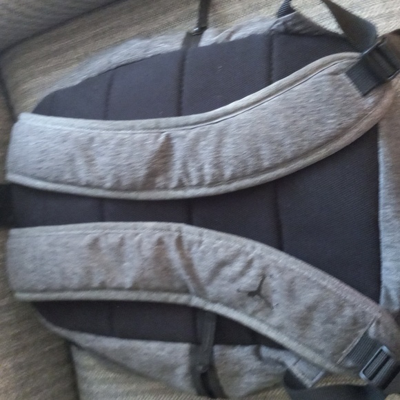 Gray Backpack with air stickers and soaring basketball player - Picture 3 of 4